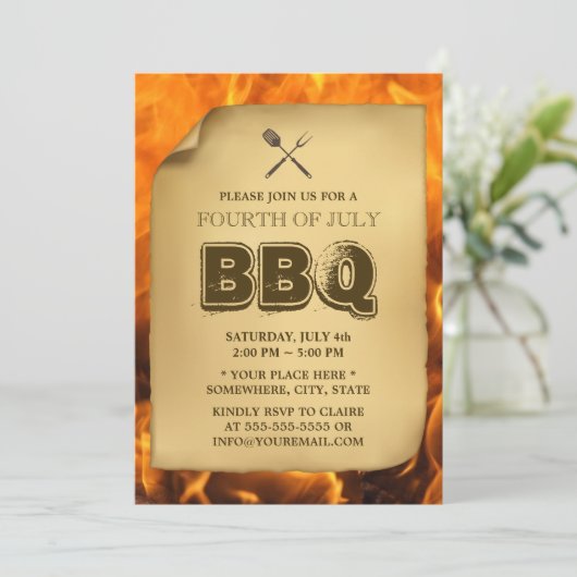Hot Fire Invitations du 4 juillet du BBQ Party (Debout devant)