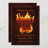 Hot Fire Sweet 16 Bonfire Party Invitation (Devant / Derrière)