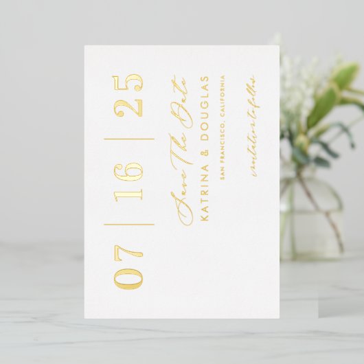 Hot Foil Enregistrer La Carte Mariage Date Annonce (Debout devant)