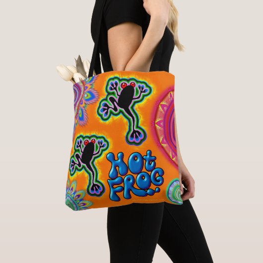 Hot Frog psychedelische Canvas tas (Dichtbij)