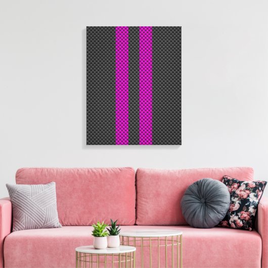 Hot Fuchsia roze racestrepen koolstofvezel stijl Canvas Afdruk (Insitu (Woonkamer))