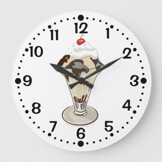 Hot Fudge Ice Cream Sundae Custom Kitchen Notchen Grote Klok (Voorkant)