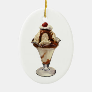 hot Fudge Ice Cream Sundae-desserts Keramisch Ornament