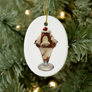 hot Fudge Ice Cream Sundae-desserts Keramisch Ornament