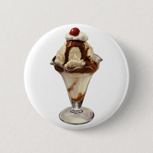 hot Fudge Ice Cream Sundae-desserts Ronde Button 5,7 Cm