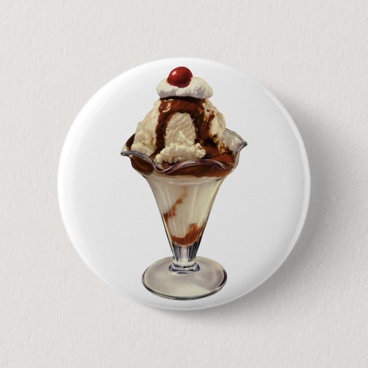  hot Fudge Ice Cream Sundae-desserts Ronde Button 5,7 Cm (Voorkant)