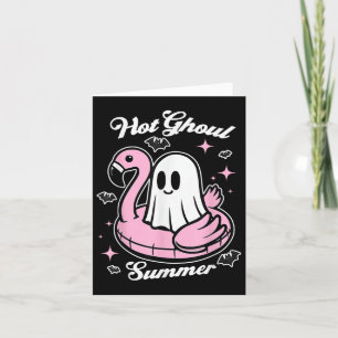 Hot Ghoul Summer Flamingo Ghost Summerween Kaart