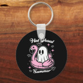 Hot Ghoul Summer Flamingo Ghost Summerween Sleutelhanger (Voorkant)