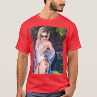Hot Girl Graphic Tee  Beautiful Blonde Pinup Model T-shirt