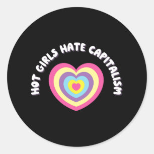 Hot Girls haat kapitalisme - Democratische Sociali Ronde Sticker