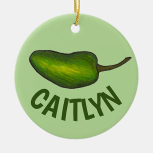 Hot Green Jalapeño Pepper Vegetable Veggie Keramisch Ornament