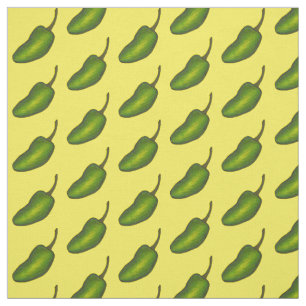 Hot Green Jalapeño Pepper Vegetable Veggie Print Stof