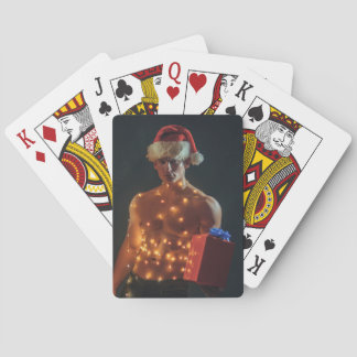 Hot Guy Poses Sexy Shirtless Muscular Santa Hat Pokerkaarten