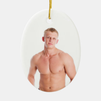 Hot Guy Sexy Shirtless Musea Blond Hunk Keramisch Ornament