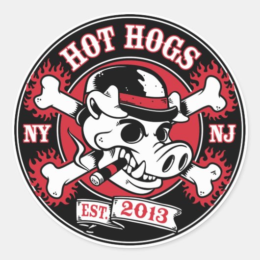 Hot Hogs™ Classic ronde Sticker (Voorkant)