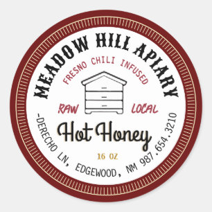 Hot Honey Label Fresno Chili Infused Red Border