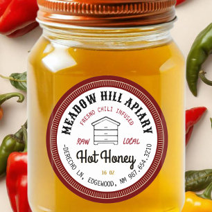 Hot Honey Label Fresno Chili Infused Red Hive