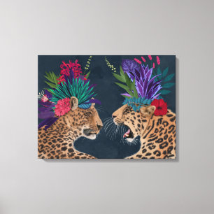 Hot House Leopards Een paar Canvas Afdruk