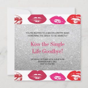 Hot Kisses Zilver Modern Chic Bachelorette Party Kaart