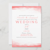 Hot Koral Bright Waterverf Modern Chic Wedding Kaart (Voorkant)