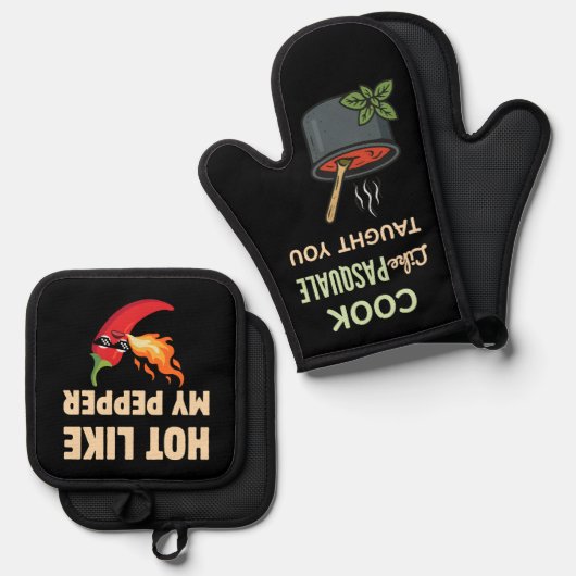 Hot Like My Pepper Oven Mitt & Pot Holder Set (Voorkant / Achterkant)