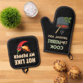 Hot Like My Pepper Oven Mitt & Pot Holder Set (Top down)