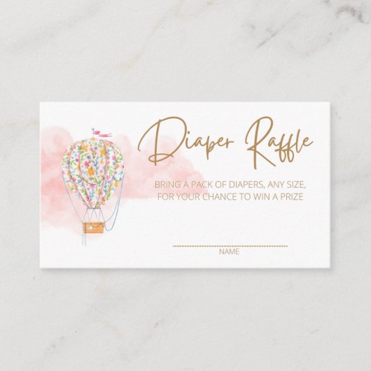 Hot-luchtballon Baby shower, luieraffle Informatiekaartje (Voorkant)