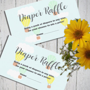 Hot-luchtballon Baby shower, luieraffle Informatiekaartje