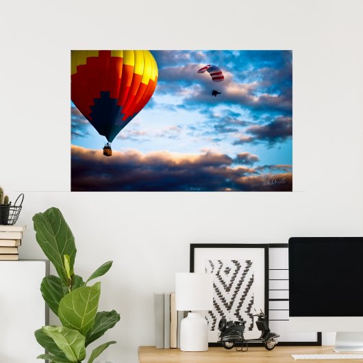 Hot-luchtballon en Powered Parachute Poster (Thuiskantoor)