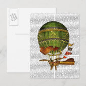 Hot-luchtballon, groen briefkaart (Voorkant / Achterkant)