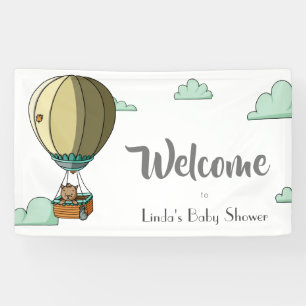 Hot-luchtballon met kat-welkomstBaby shower Spandoek