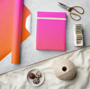 Hot-magenta roze en helder Oranje ombre Cadeaupapier