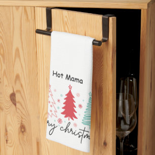 Hot Mama Joyeux Noël Arbre Serviettes de cuisine