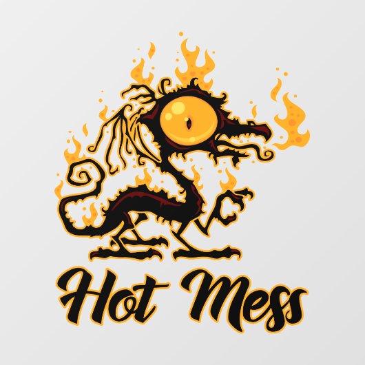 Hot Mess Crisy Dragon Raamsticker (Vel)