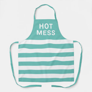 Hot Mess Funny Quote Blauwgroen White Striped Wome Schort