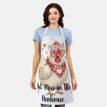 Hot Mess in the Henhouse Valentine Chicken Apron