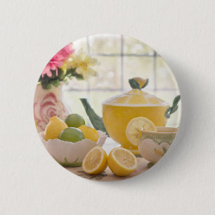 Hot-middagthee met verse lemmetjes ronde button 5,7 cm