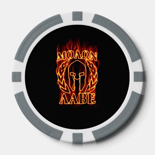 Hot Molon Labe Spartan Warrior Mask on Fire Pokerchips (Voorkant)