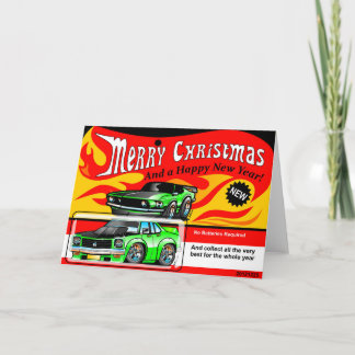 Hot Muscle Car Toy Merry Christmas Happy New Year Feestdagen Kaart