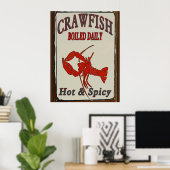 Hot N Spicy Boiled Crawfish Sign Poster (Thuiskantoor)