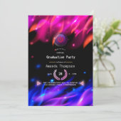 Hot Neon Glow-lames Virtuele GraduPartij Kaart (Staand voorkant)