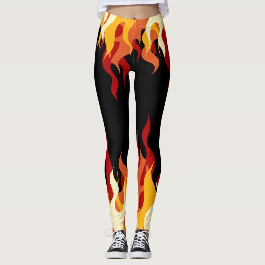 'Hot Pants' Vlammen op zwart Leggings (Voorkant)