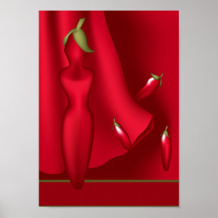 Hot Passionate Chili Pepper Woman Print