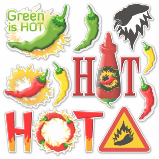Hot Pepper Icon Set Stickers (Voorkant)
