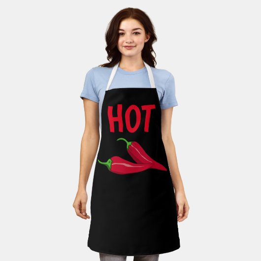 HOT PEPPERS WIFE HOTTIE KITCHEN APRON SCHORT (Gedragen)