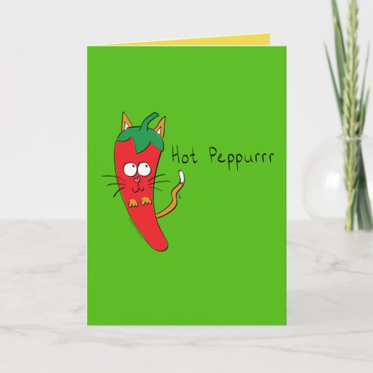 Hot Peppurr Cute Cat Pepper Funny Wenskaart Kaart (Voorkant)