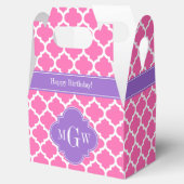 Hot Pink2 WhMarokkaans #5 Amethyst 3 Init Monogram Bedankdoosjes (Geopend)