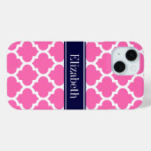 Hot Pink2 WhMarokkaans #5 Navy Blue Name Monogram Case-Mate iPhone Case (Achterkant (horizontaal))