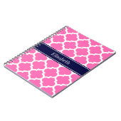Hot Pink2 WhMarokkaans #5 Navy Blue Name Monogram Notitieboek (Linkerzijde)