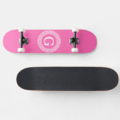 Hot Pink2 WT Greek Key RND Lijst Initiaal monogram Skateboard (Horizontaal)